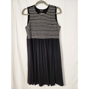 J.Jill Medium Petite $89 Striped Fit & Flare Sleeveless Black White Dress